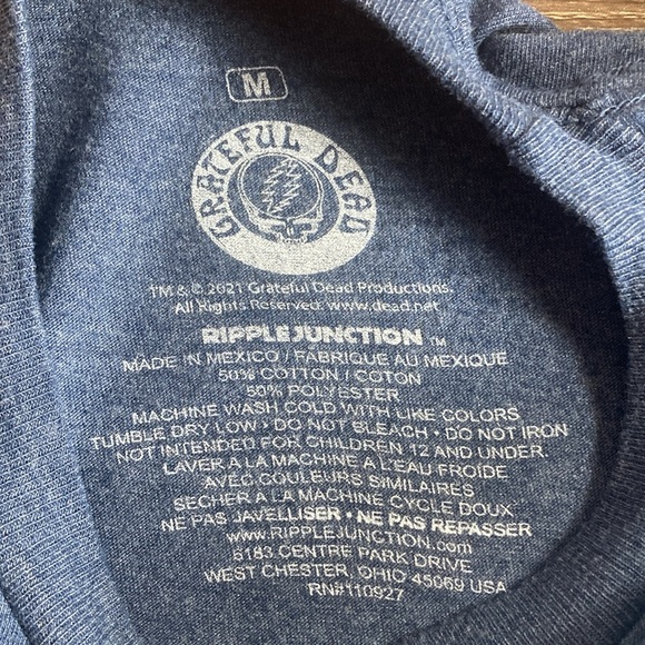 Unisex Heathered Blue Grateful Dead T Shirt Medium by Ripe Junction - Picture 3 of 7